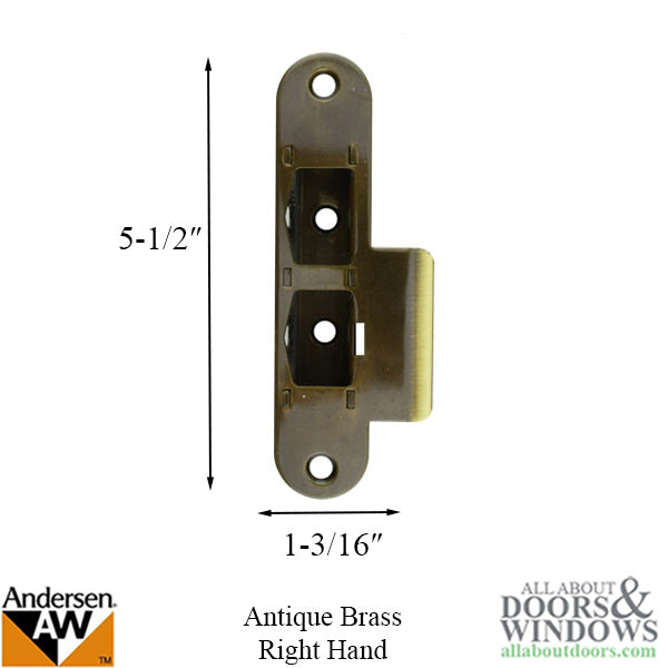 Latch and DeadBolt Receiver, Right Hand - Ant. Brass - Latch and DeadBolt Receiver, Right Hand - Ant. Brass