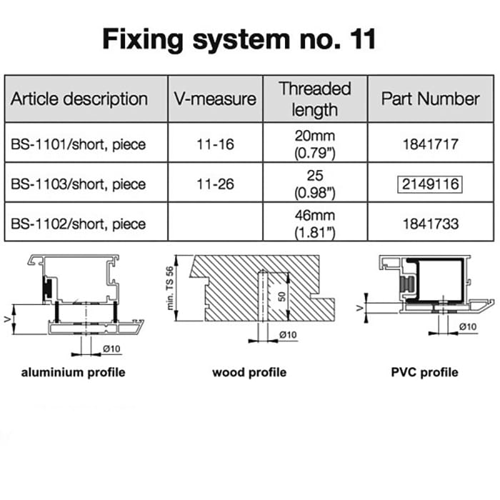 HOPPE Handle Fixing Bolt for One Side Mount Pull Handles - HOPPE Handle Fixing Bolt for One Side Mount Pull Handles