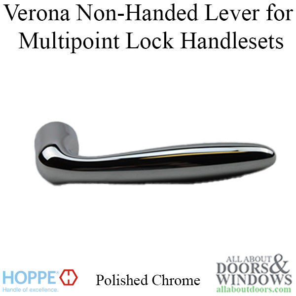Verona Non-Handed Lever Handle for Multipoint Lock Handlesets - Polished Chrome - Verona Non-Handed Lever Handle for Multipoint Lock Handlesets - Polished Chrome