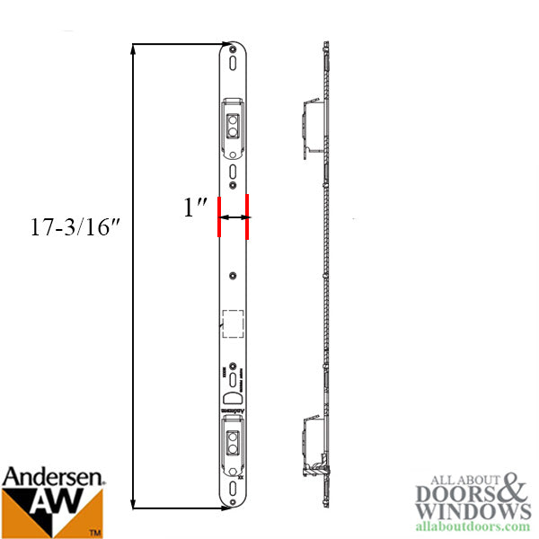 Andersen Strike Plate, Dual / Double for 2-3 panel sliding door - Andersen Strike Plate, Dual / Double for 2-3 panel sliding door