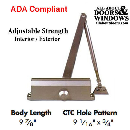 ADA Compliant Door Closer Adjustable # 1-4,  Dual Valve - Duranodic Bronze