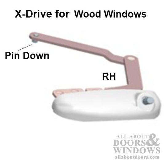 Roto 8-1/64" Split Arm, X-Drive, RH Wood Window Application - White