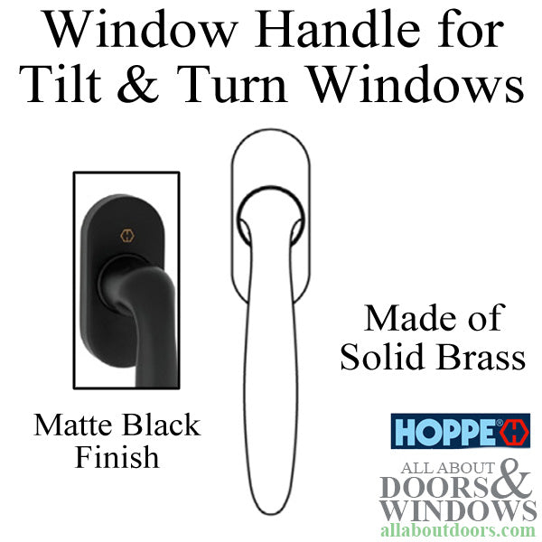 Verona Handle for Tilt & Turn Windows - Solid Brass - Matte Black - Verona Handle for Tilt & Turn Windows - Solid Brass - Matte Black
