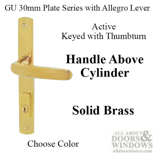 G-U Allegro Lever, 30mm Plate, Solid Brass, Active, Key and Thumbturn (Handle Above Cylinder) - Choose Color - G-U Allegro Lever, 30mm Plate, Solid Brass, Active, Key and Thumbturn (Handle Above Cylinder) - Choose Color