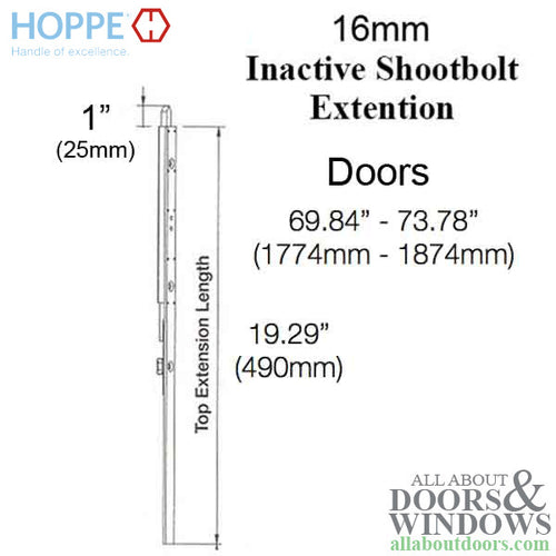 16mm Inactive Top Extension, 25mm Shootbolt Throw, 19.29