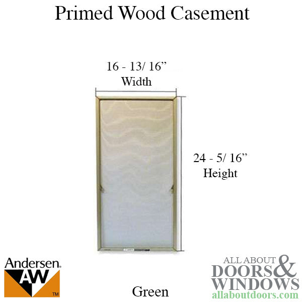 Window Screen, Primed Casement, N2  16 13/16 x 24 5/16 - Green - Window Screen, Primed Casement, N2  16 13/16 x 24 5/16 - Green