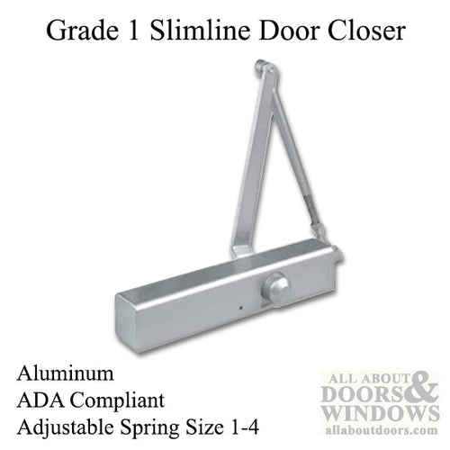 ADA compliant Grade 1 Commercial Door Closer, Adjustable Spring Size 1-4 - Aluminum - ADA compliant Grade 1 Commercial Door Closer, Adjustable Spring Size 1-4 - Aluminum