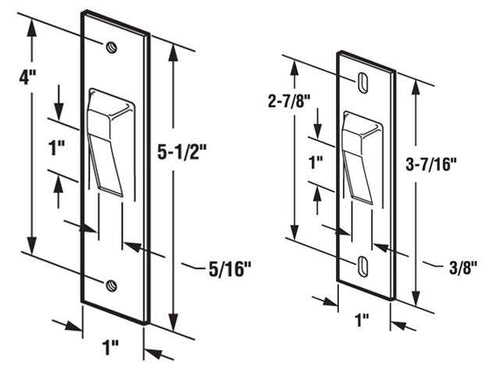 Strike, 3-7/16 inch Surface Mount Sliding Glass Door - Strike, 3-7/16 inch Surface Mount Sliding Glass Door