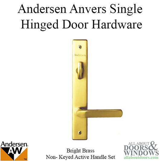 Hardware Kit, Single Door, Anvers, Active Door - Bright Brass