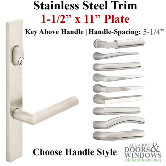 Neuma Multipoint Trim, 1-1/2 x 11 inch, American Cylinder Stainless Steel Handle Set