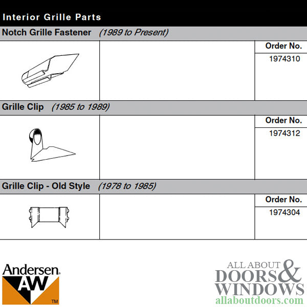 Andersen Grille Fastener Stainless Steel Clip For Interior Grille For Windows From 1985-1989 - Andersen Grille Fastener Stainless Steel Clip For Interior Grille For Windows From 1985-1989