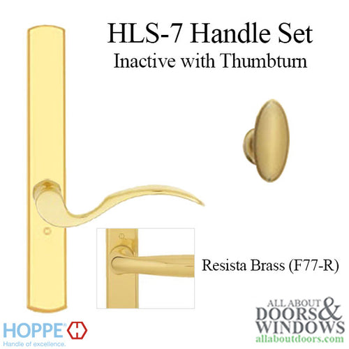HOPPE HLS7 Handle Set with Munchen Lever Non Keyed Inactive Resista Polished Brass - HOPPE HLS7 Handle Set with Munchen Lever Non Keyed Inactive Resista Polished Brass