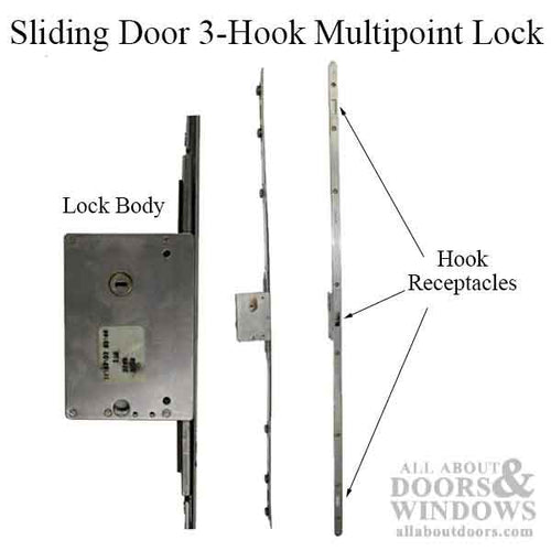 Sentinel Multipoint Sliding Door Lock 3 hooks 45 mm Stainless Steel - Sentinel Multipoint Sliding Door Lock 3 hooks 45 mm Stainless Steel