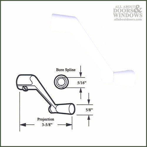 Velux Crank Handle, 5/16 Spline, 3-5/8 Projection - White - Velux Crank Handle, 5/16 Spline, 3-5/8 Projection - White