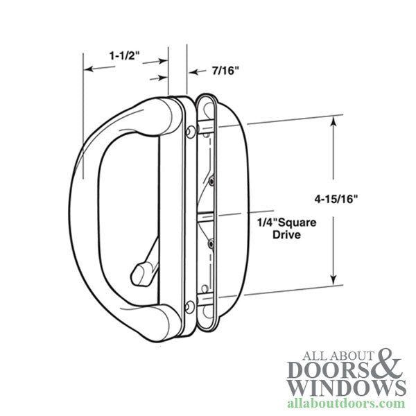 Interlock Involute Sliding Patio Door Handle Set SBML Non-Keyed - Interlock Involute Sliding Patio Door Handle Set SBML Non-Keyed
