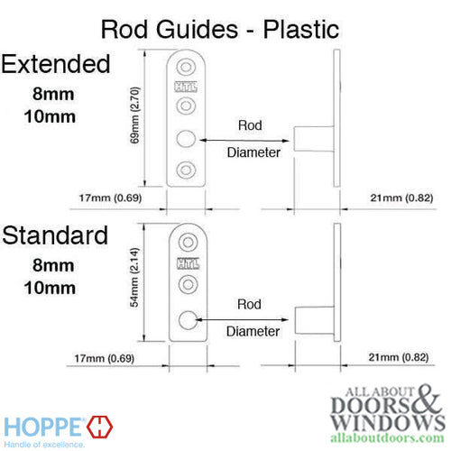 Hoppe Multipoint Rod Guide, Extended 10mm, Black - Hoppe Multipoint Rod Guide, Extended 10mm, Black