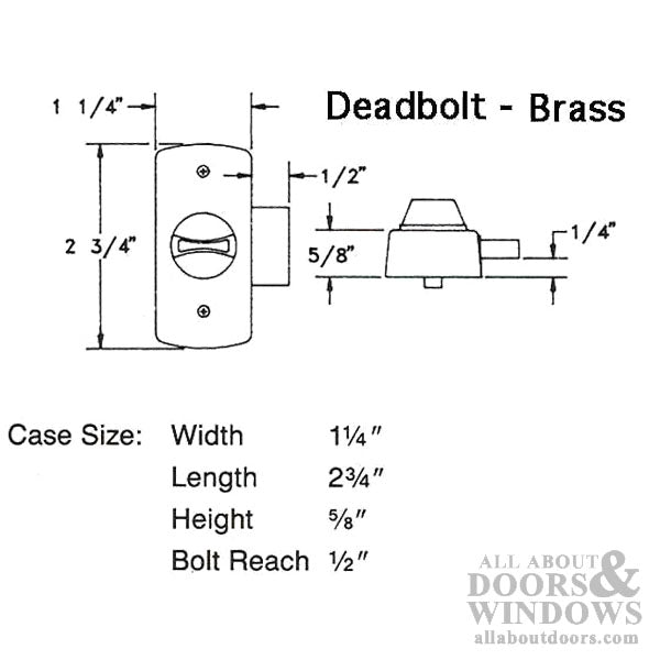 Inside Storm Door Deadbolt 0.25 Inch Offset 1.75 Inch Hole Spacing - Inside Storm Door Deadbolt 0.25 Inch Offset 1.75 Inch Hole Spacing