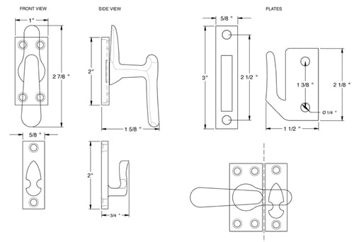 Casement Window Fastener, Medium Sash  & Cabinet Lock - Choose Color - Casement Window Fastener, Medium Sash  & Cabinet Lock - Choose Color