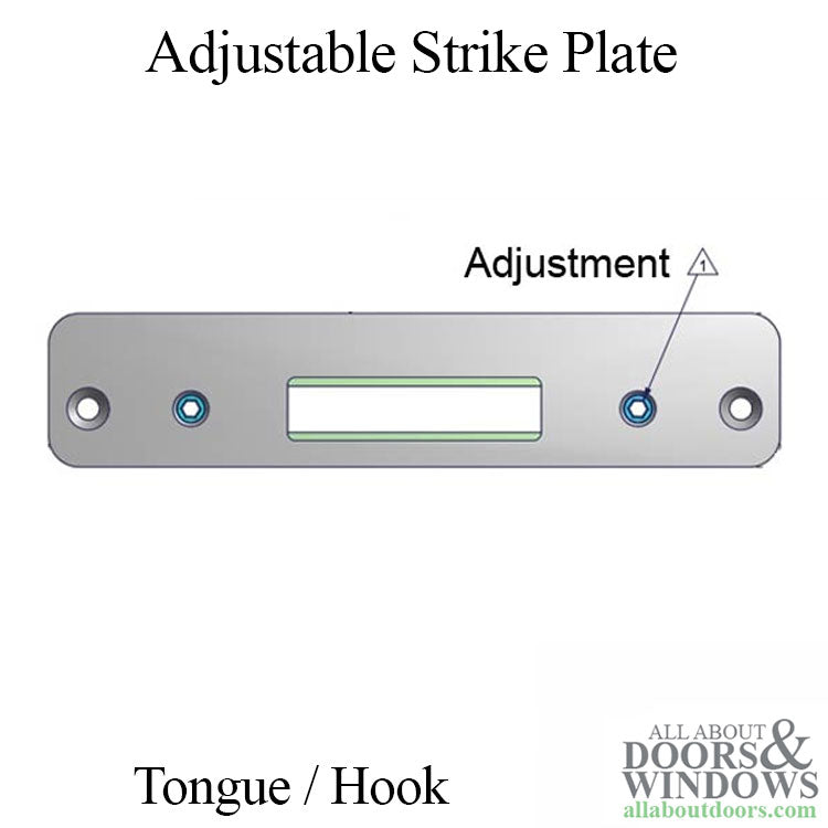 Adjustable Strike Plate, Flat Tongue / Hook - Stainless Steel - Adjustable Strike Plate, Flat Tongue / Hook - Stainless Steel