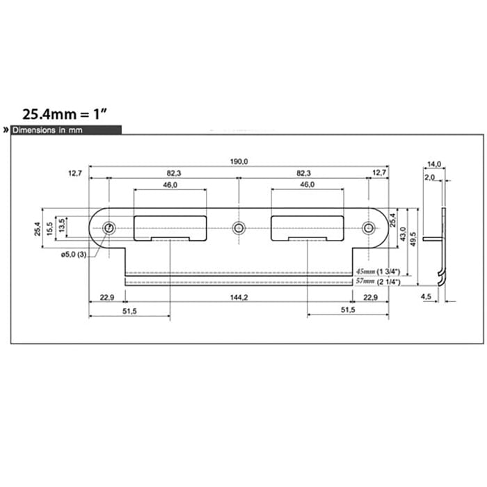 Latch & Deadbolt Strike Plate, 57mm Extended, 2-1/4 Door - Latch & Deadbolt Strike Plate, 57mm Extended, 2-1/4 Door