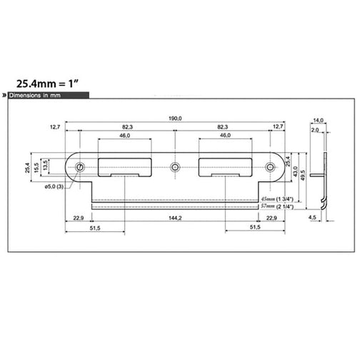 Latch & Deadbolt Strike Plate, 57mm Extended, 2-1/4 Door - Latch & Deadbolt Strike Plate, 57mm Extended, 2-1/4 Door