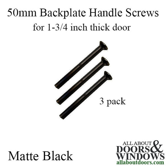 M5 x 50mm Handle Screws, 3 pack - 1-3/4 inch thick door - Matte Black