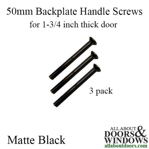 M5 x 50mm Handle Screws, 3 pack - 1-3/4 inch thick door - Matte Black - M5 x 50mm Handle Screws, 3 pack - 1-3/4 inch thick door - Matte Black