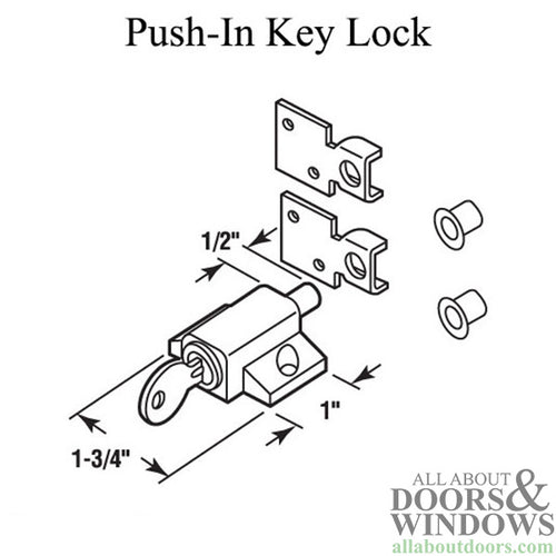 Sliding Patio Door Push-in Keyed Lock - Sliding Patio Door Push-in Keyed Lock