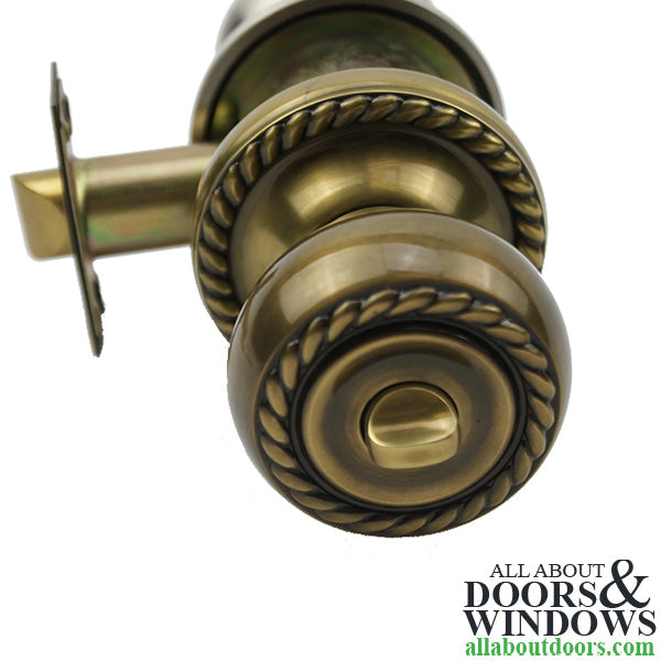 Emtek 5101 Rope Knob with Rosette, Keyed Entrance, Split Finish - French Antique and Satin Nickel - Emtek 5101 Rope Knob with Rosette, Keyed Entrance, Split Finish - French Antique and Satin Nickel