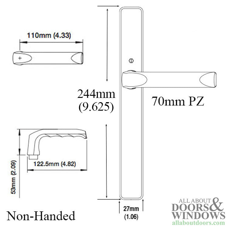 Atrium/Ferco 528 Handle Set 7mm Spindle Long Backplate - Atrium/Ferco 528 Handle Set 7mm Spindle Long Backplate