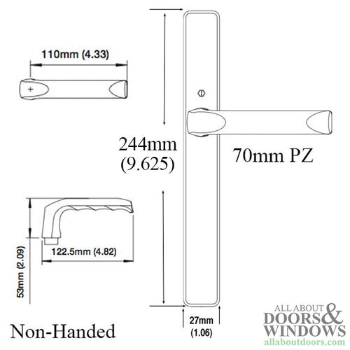 Atrium/Ferco 528 Handle Set 7mm Spindle Long Backplate - Atrium/Ferco 528 Handle Set 7mm Spindle Long Backplate