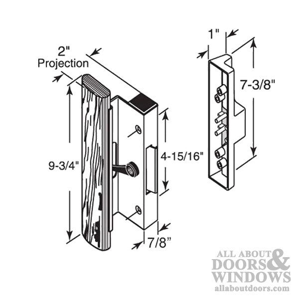 Handle Set - Sliding Patio Door, Extruded Aluminum / Wood / Diecast - Black, Clamp Style - Handle Set - Sliding Patio Door, Extruded Aluminum / Wood / Diecast - Black, Clamp Style