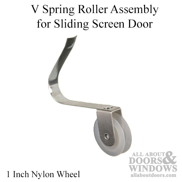 V Spring Tension Roller Assembly with 1 Inch Nylon Wheel for Sliding Screen Door - V Spring Tension Roller Assembly with 1 Inch Nylon Wheel for Sliding Screen Door