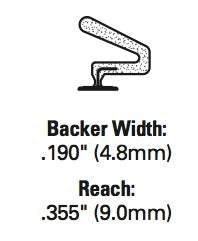 Peachtree Sliding Patio Door C-Fold Type Weatherstrip | .190 T-slot backing .355 Reach - Peachtree Sliding Patio Door C-Fold Type Weatherstrip | .190 T-slot backing .355 Reach