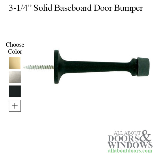 3-1/4 Baseboard Door Bumper Solid Brass - Choose Finish