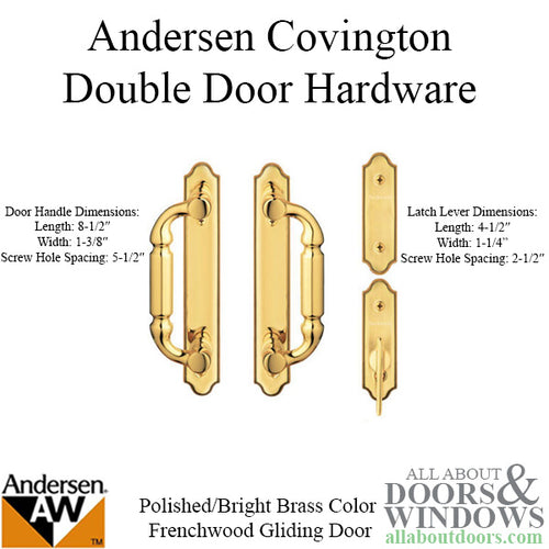 Andersen Frenchwood Gliding Door Trim Hardware, Covington, 4 Panel Interior and Exterior - Bright Brass - Andersen Frenchwood Gliding Door Trim Hardware, Covington, 4 Panel Interior and Exterior - Bright Brass