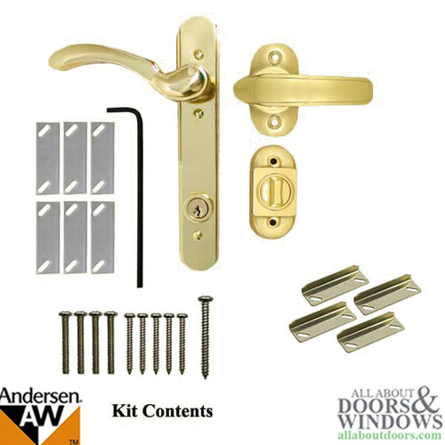 Andersen Emco Keyed 3 Post Storm Door Hardware with Deadbolt for 1-1/2 Inch Doors in Polished Brass - Andersen Emco Keyed 3 Post Storm Door Hardware with Deadbolt for 1-1/2 Inch Doors in Polished Brass