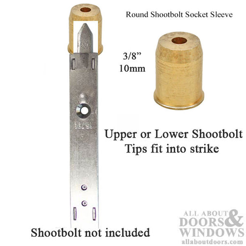 Round Shootbolt Socket Strike Sleeve D1 Brass Finish - Round Shootbolt Socket Strike Sleeve D1 Brass Finish