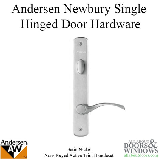 Andersen Newbury Door Handel With Hardware Kit Single Door Newbury For Active Door Satin Nickel