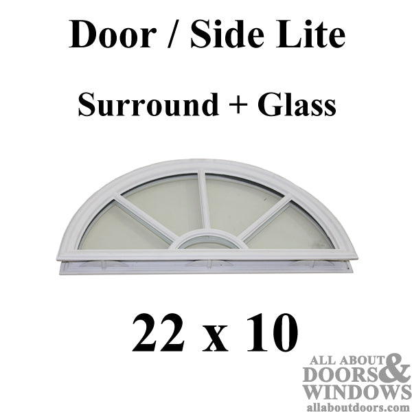 Half-Round door lite surround 22 x 10 x 1/2 glass wagon wheel external muntins - Half-Round door lite surround 22 x 10 x 1/2 glass wagon wheel external muntins