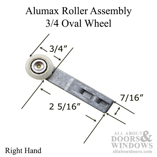 Alumax Screen Door Roller Assembly 3/4 Oval Wheel - Alumax Screen Door Roller Assembly 3/4 Oval Wheel