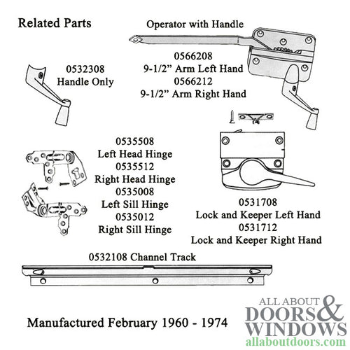 Andersen 7073B Operator w/ Handle 9-1/2 Inch Arm Square Shoe, RH - Bronze - Andersen 7073B Operator w/ Handle 9-1/2 Inch Arm Square Shoe, RH - Bronze