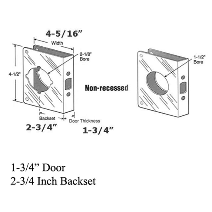 4-1/2 Inch Tall Door Reinforcer, 2-3/4 Inch Backset - Choose Color - 4-1/2 Inch Tall Door Reinforcer, 2-3/4 Inch Backset - Choose Color