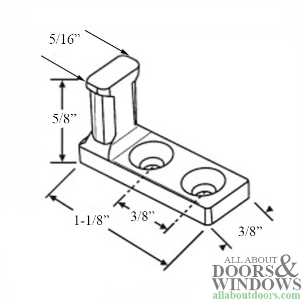 Tilt-In Window Locking Cam Pivot Pin, 2 hole Tilt Stud for Tilt-In wood windows - Zinc Diecast - Tilt-In Window Locking Cam Pivot Pin, 2 hole Tilt Stud for Tilt-In wood windows - Zinc Diecast