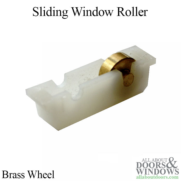 Sliding Window Roller, Single Brass Wheel, Brass Axle, Nylon Housing - White - Sliding Window Roller, Single Brass Wheel, Brass Axle, Nylon Housing - White