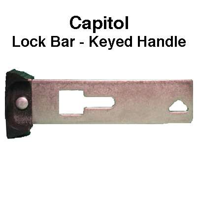 Capitol Door Locking Bar, Stamped steel bar with plastic finger