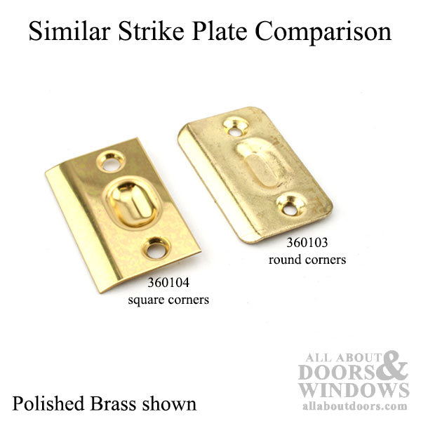 Round-Cornered Strike Plate For Drive-In Ball Catch - Polished Brass - Round-Cornered Strike Plate For Drive-In Ball Catch - Polished Brass