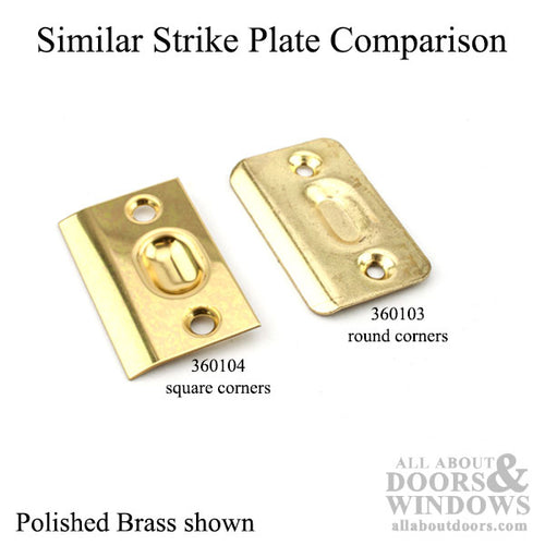 Round-Cornered Strike Plate For Drive-In Ball Catch - Polished Brass - Round-Cornered Strike Plate For Drive-In Ball Catch - Polished Brass