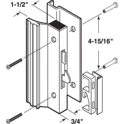 Sliding Glass Door Handle Set Universal 4-15/16 Inch Hole Center - Sliding Glass Door Handle Set Universal 4-15/16 Inch Hole Center