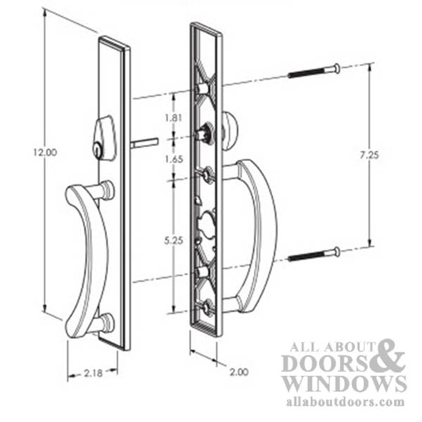 Expressions Wide Square, Active Keyed Sliding Door Handle - - Expressions Wide Square, Active Keyed Sliding Door Handle -